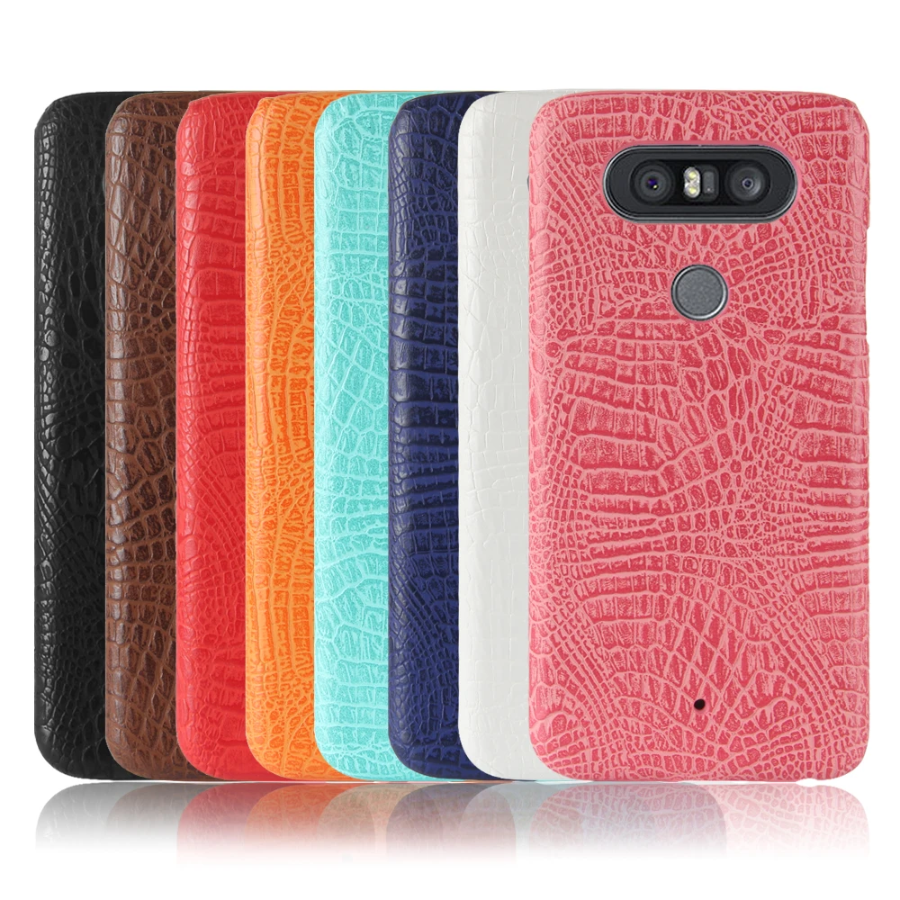 Per Lg Q 8 Q8 Lg V20 Mini H970 Di Caso Del Coccodrillo Del Grano Duro Del Pc + Cuoio Dell'Unità Di Elaborazione Di Superficie Della Copertura Posterio
