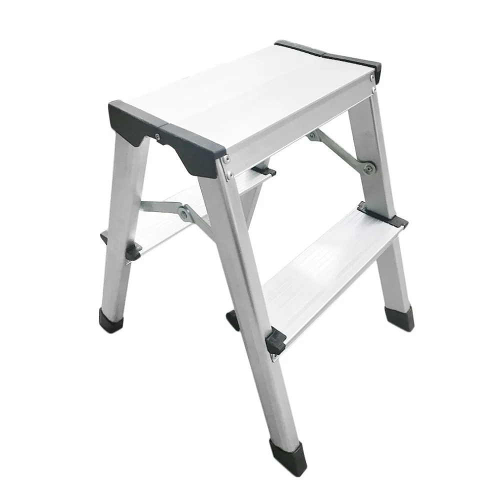 

Newest Double Sided Multifunctional Folding Step Ladder Non Slipping Aluminum Foot Ladder Retractable Home Ladder Silver