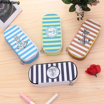 

New Pencil Case PU Leather Creative Navy Pencil Bag Large Capacity Fashion Stationery Boy Girl Gifts Pencil Box School Supplies