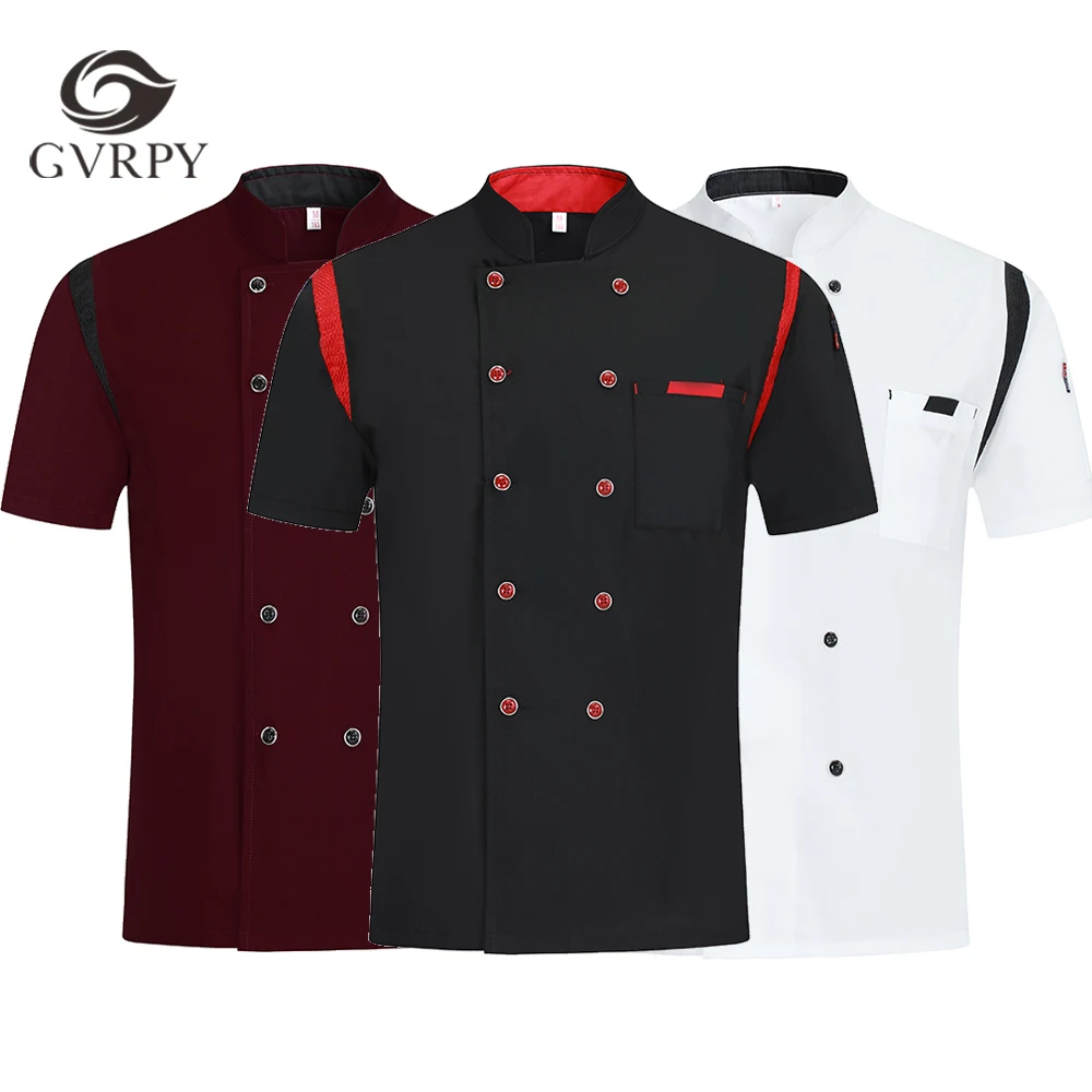 Летняя дышащая униформа для повара отеля ресторанная кухня готовка рубашка для выпечки кухни парикмахерская Рабочая куртка унисекс