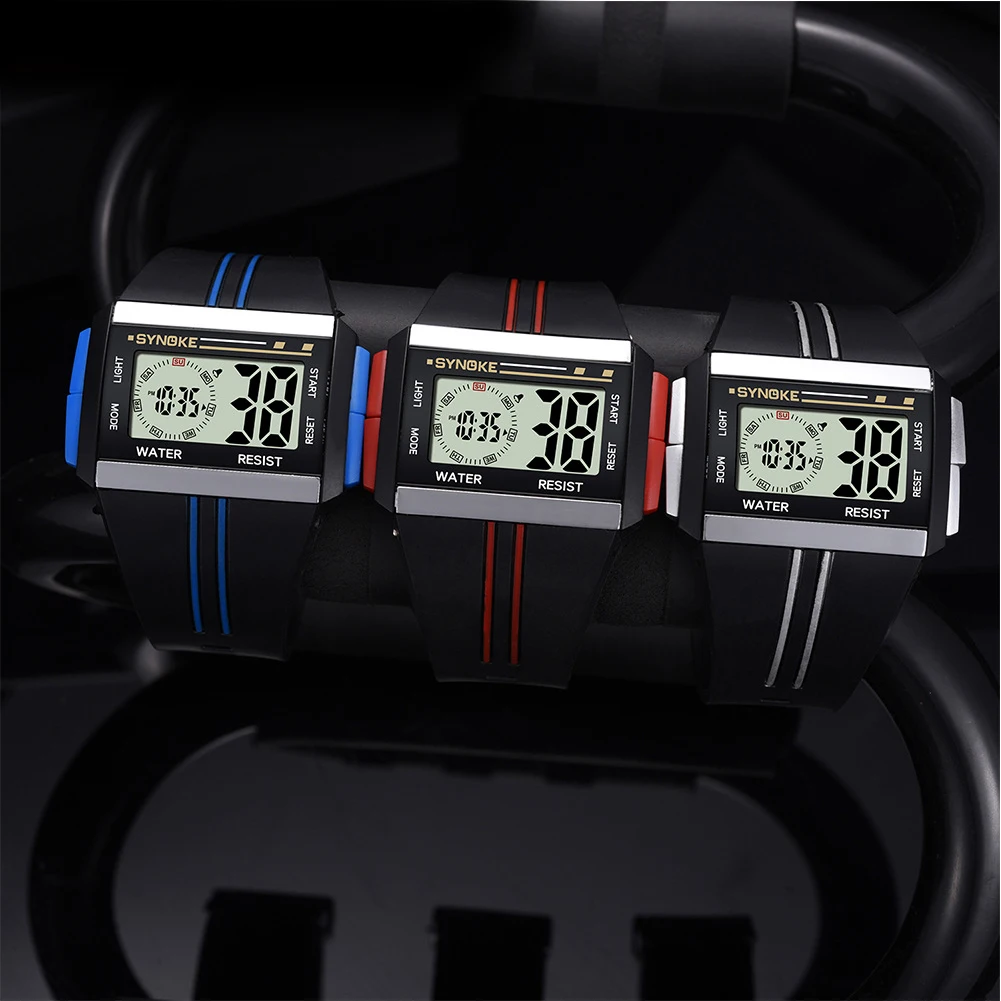 Bluelans мужские прямоугольные светящиеся спортивные наручные часы с секундомером и датой