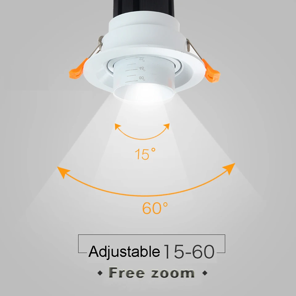 Светодиодный светильник встраиваемый потолочный светильник светодиодный прожектор для помещения фокусировка регулировочный угол 3 Вт 5