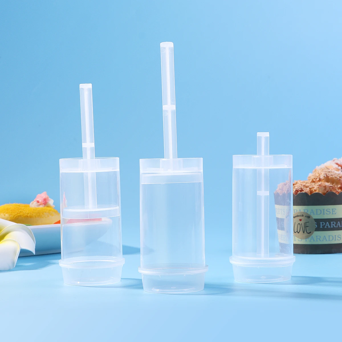 

BESTONZON 10PCS Pushable Cake Holders Practical Cake Molder Rainbow Cake Plastic Containers With Lids Kitchen Baking Tool