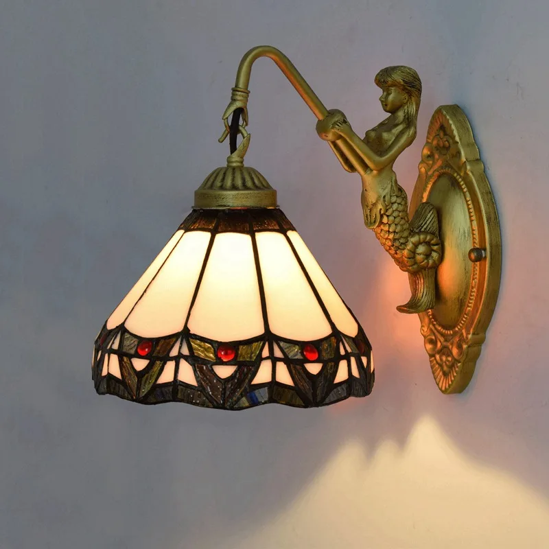 Настенный светильник для гостиной винтажный Настенный Светильник витражный стеклянный фонарь для дома освещение для коридора, спальни