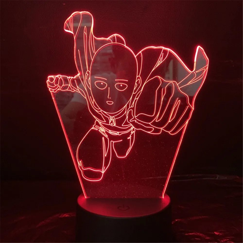 Один удар человек ночные огни Led Saitama Lampara аниме лампа 3D освещение настольная лампа детский подарок Изменение цвета Luminaria игрушки