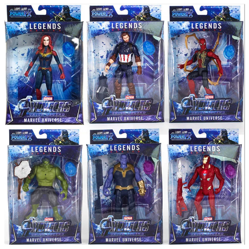 

No box Marvel Avengers 4 Endgame LED lighting doll Thanos Spider-Man Hulk Thor action Captain Marvel figures Collection toys