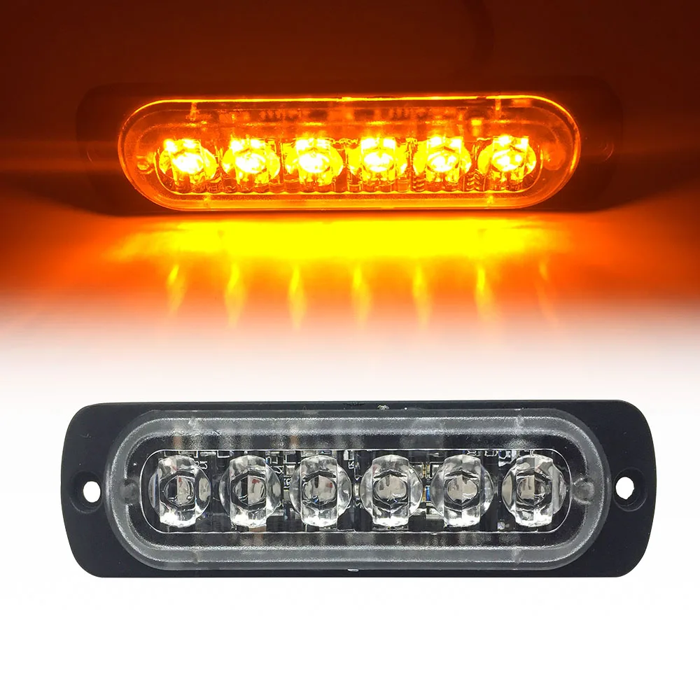 

6 LED Car Truck Side strobe marker light Amber LED Flashing Emergency Hazard Warning Lamp lightbar DC12V-DC24V