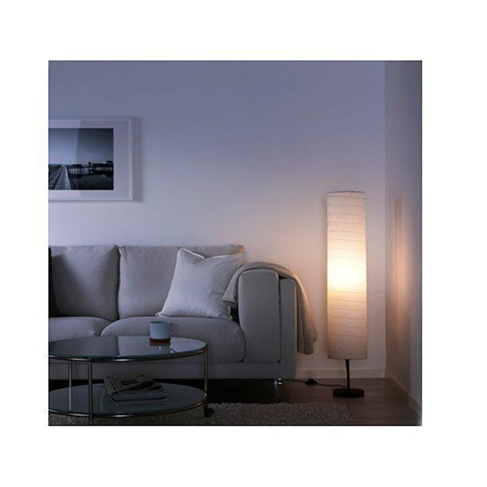 Cylinder Floor Lamp With Rice Paper Giving A Soft Glowing Light