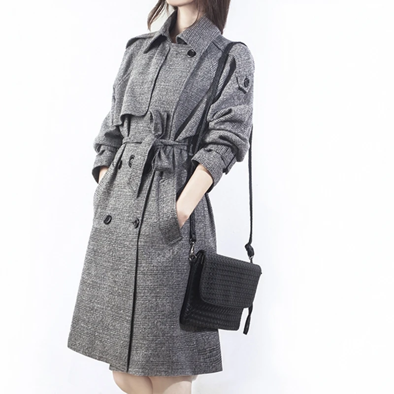 New Spring Autumn Thin Double Breasted Trench Women