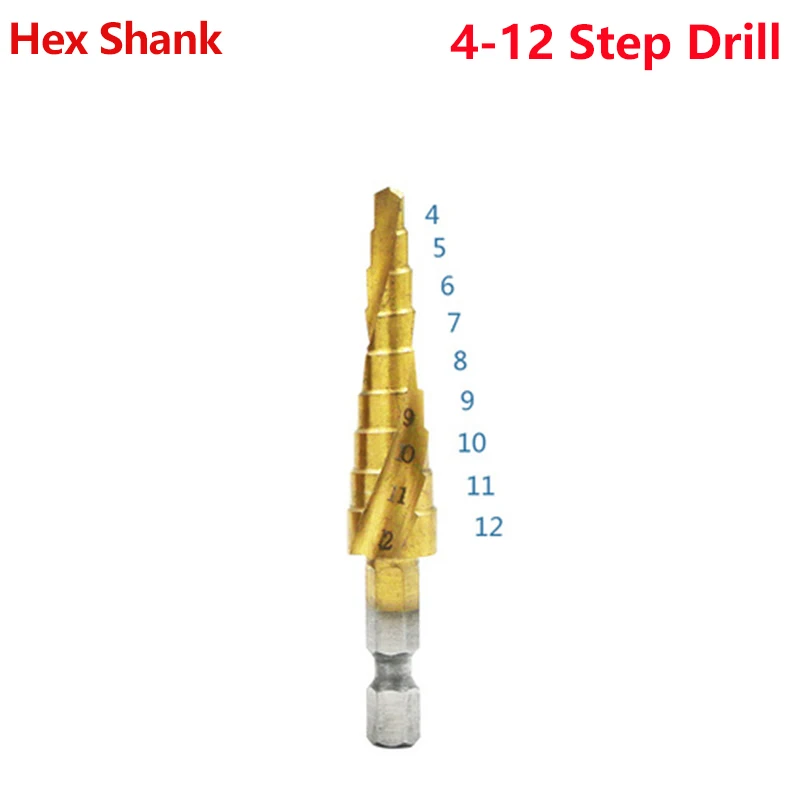 Hss титана шаг сверло 3-13/3-12/4-12/4-20/4-22/4-32 мм шаг конуса режущие инструменты сталь Деревообработка высверление металла набор - Цвет: 4-12mmLX