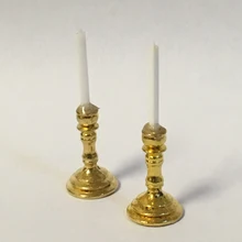 12 компл./лот маленькая свеча держатели Кукольный дом Кукольный домик с мебелью Миниатюрный 1:12 интимные аксессуары золото один подсвечник челнока