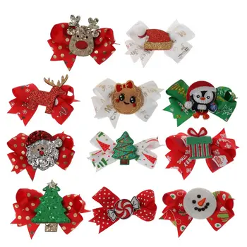 

Baby Girls Christmas Tree Hair Clip Wool Felt Snowman Hairpin Duckbill BB Clips