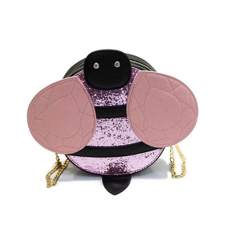 

Small Lolita Style Shoulder Bags Girls Lovely Bee Design Chain Messenger Bag 2016 Fashion Glitter Bag For Women