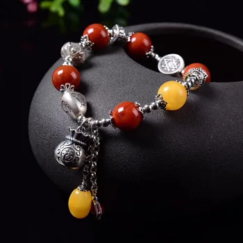 

2018 New Rushed Women Bracelet Kehribar S925 Pure Jewelry Accessories Thai Original Design Handmade Diy Lady South Hand String