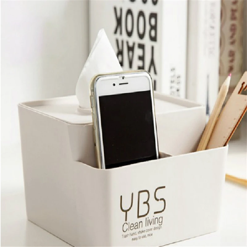 

Plastic Tissue Phone Stationery Home Office Storage Boxes Pencils Remote Control Organization Container Case Box Accessories