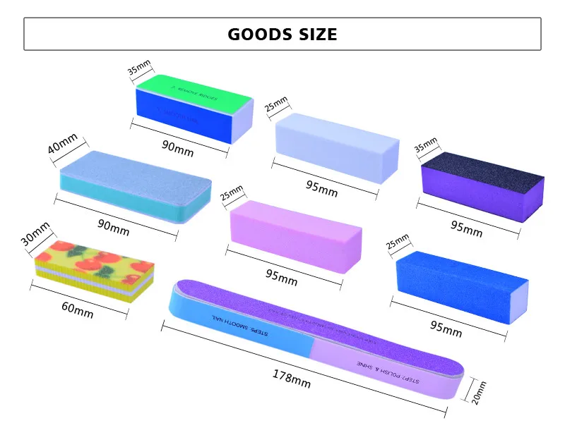 10 шт Розовый Белый шлифовальный спонж для ногтей полировальные пилки Блок шлифовальный маникюр с полировкой набор инструментов для дизайна ногтей
