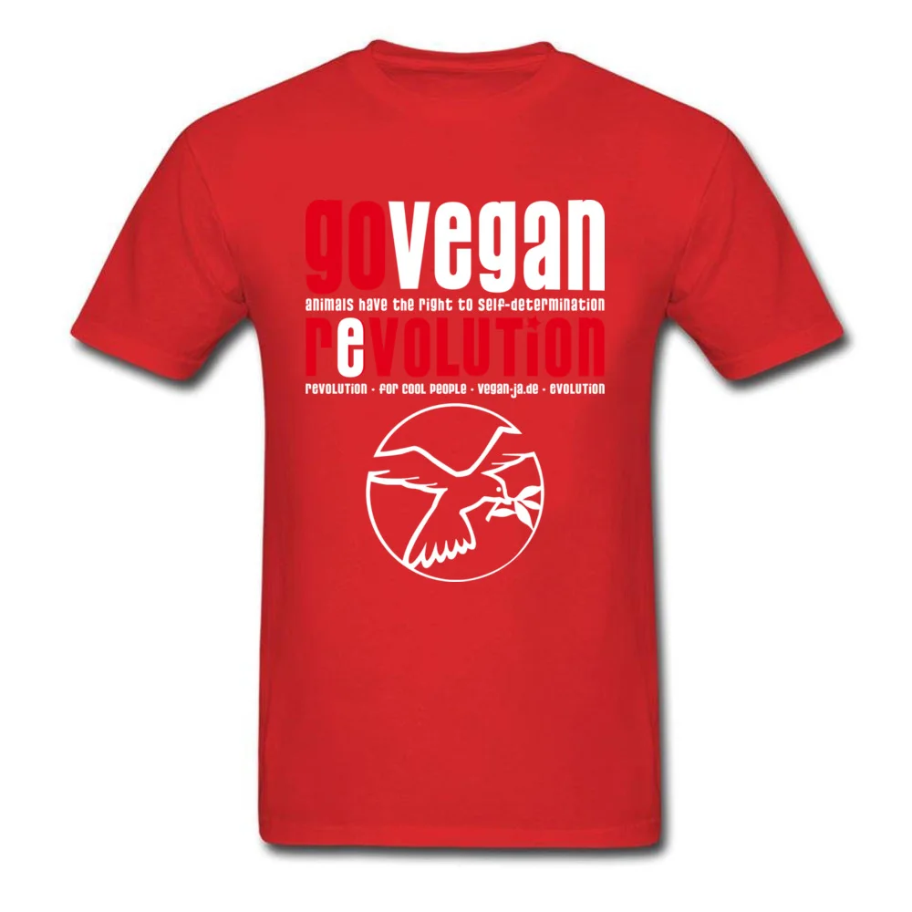 GO VEGAN REVOLUTION Lovers Day Pure Cotton Crew Neck Tops & Tees Short Sleeve Customized Sweatshirts Fitted Casual T Shirts GO VEGAN REVOLUTION red