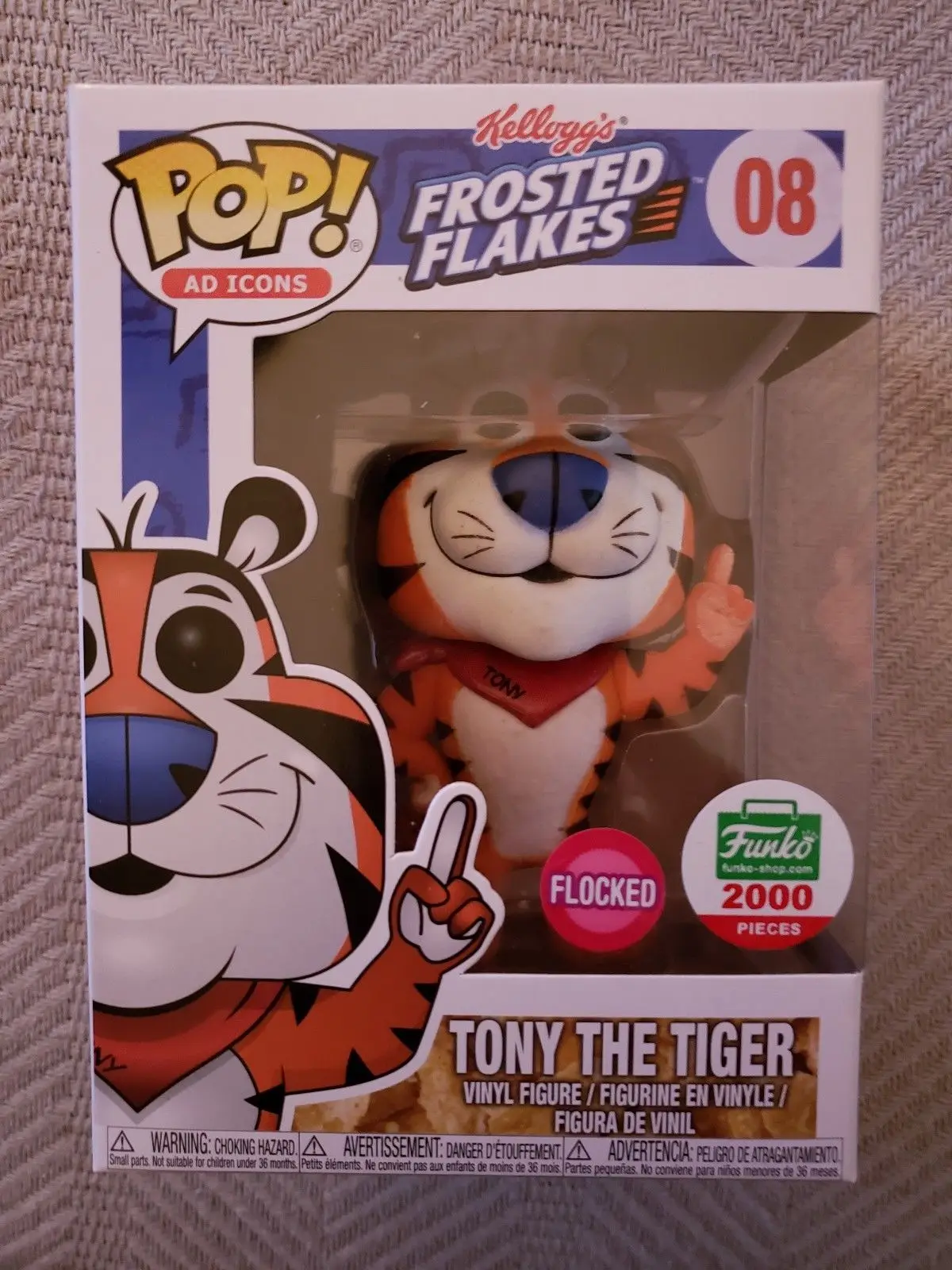 Эксклюзивные 2000 шт. Funko pop флокированные официальные рекламные значки Тони Тигр Виниловая фигурка Коллекционная модель игрушки с оригинальной коробкой