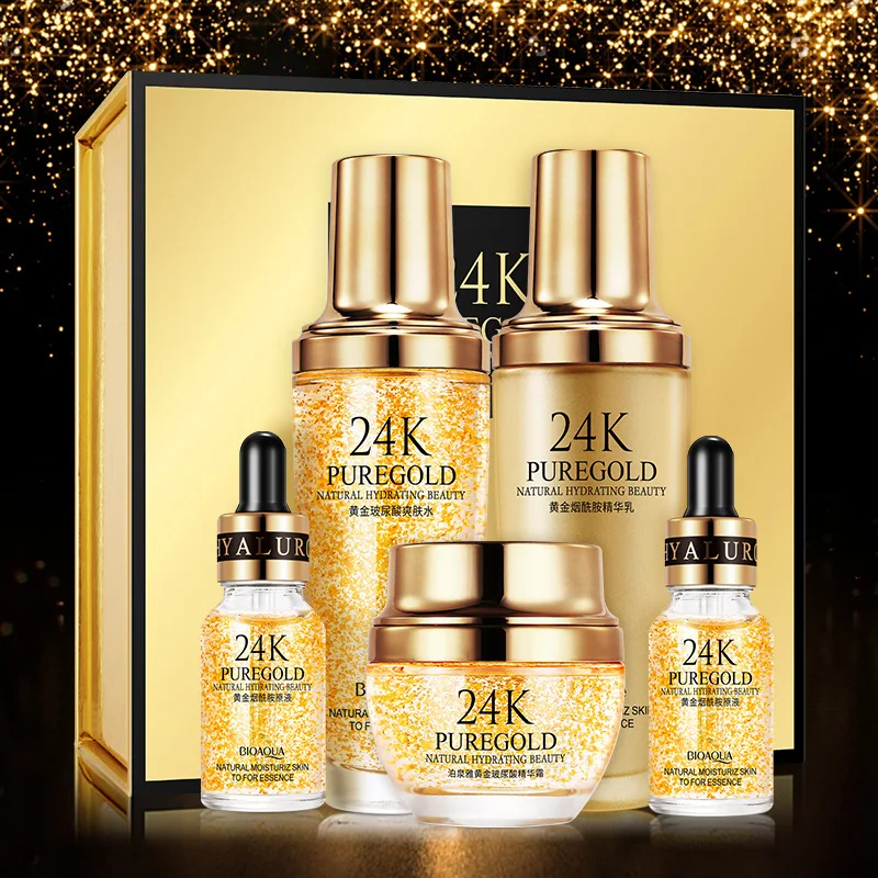 BIOAQUA 24k золотой костюм с гиалуроновой кислотой Набор 24k эссенция набор коробка Увлажняющий уход за кожей набор продуктов