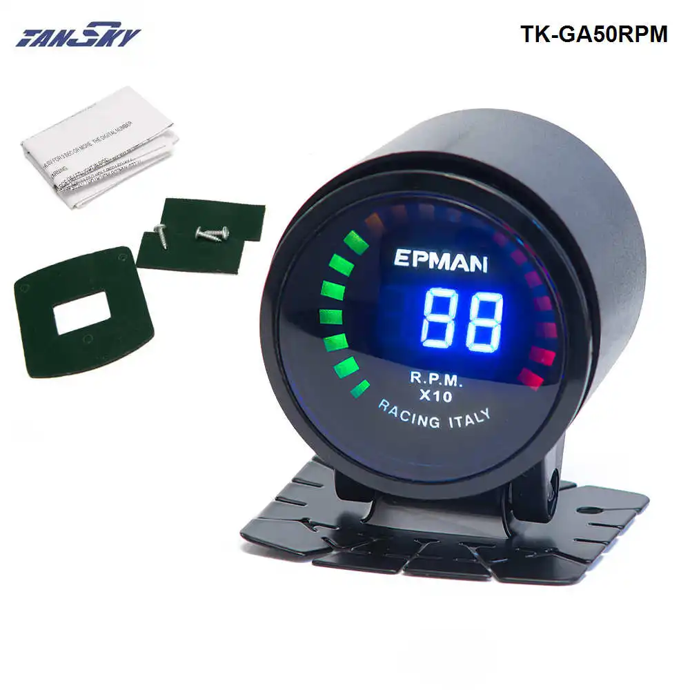 TANSKY -2015 New EPman racing 52mm Smoked LED RPM Tacho Tachometer Gauge Meter with bracket For Ford Mustang 01-07 TK-GA50RPM