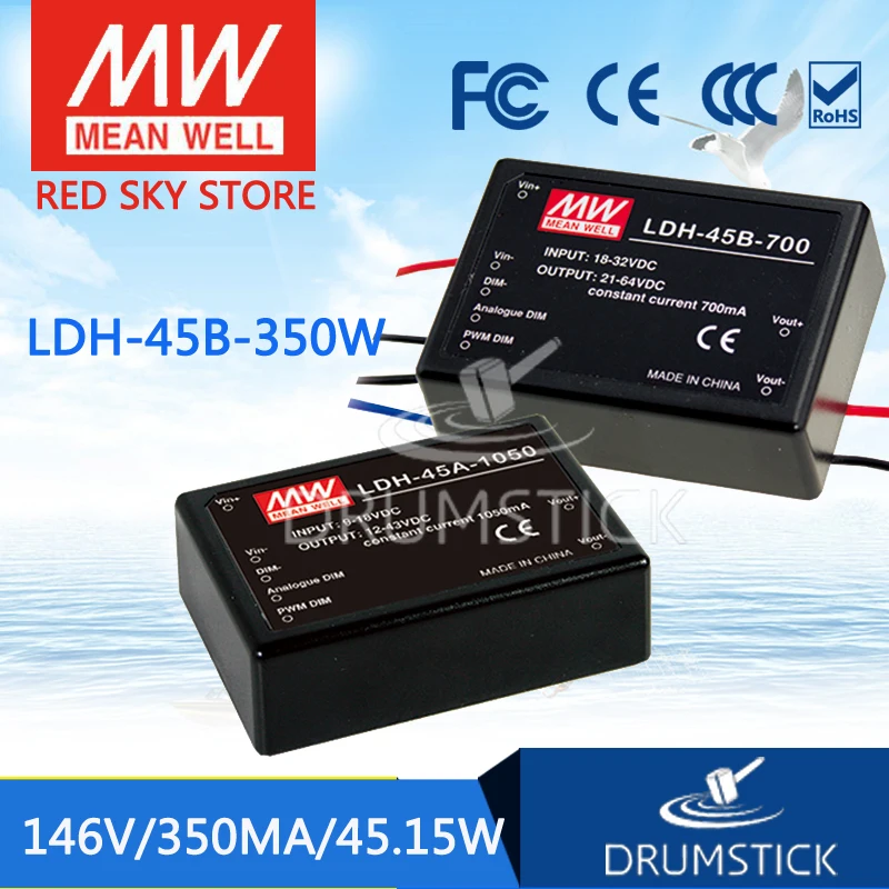 

MEAN WELL LDH-45B-350W 21 ~ 126VDC 350mA meanwell LDH-45B 45.15W DC-DC LED driver wire style