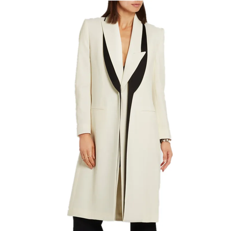 

2019 Autumn new women Casual Plaid Blazer feminino Single Button Long Jacket