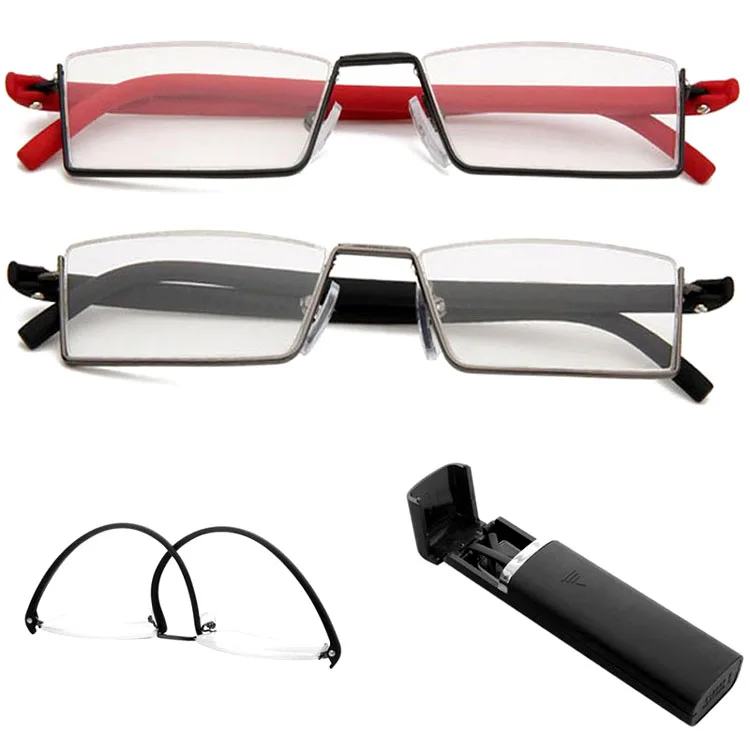 Мужские деловые Брендовые очки для чтения, чехол-карандаш, металлическая оправа, очки для женщин и мужчин, портативная ручка, коробка для дальнозоркости, очки для дальнозоркости