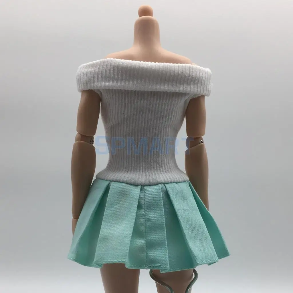 1/6 Scale Off Shoulder Flared Pleated Dress and Briefs Set for 12 INCH Action Figure    Kumik Cy Girls Accessories