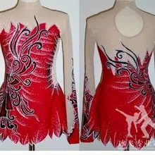 Носить на соревнования по фигурному катанию горячие продажи на коньках красное платье Фигурное катание одежда Art Ice платье для женщин