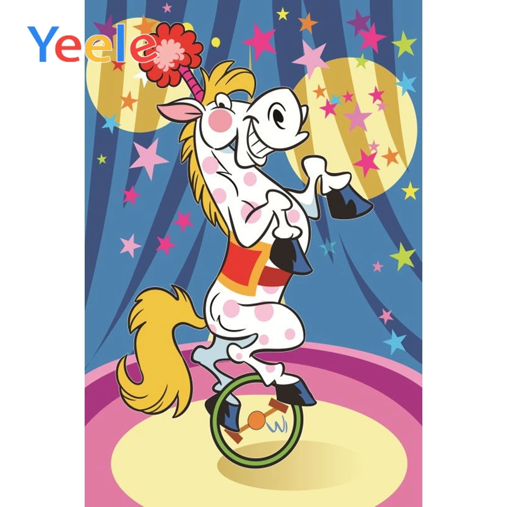 

Yeele Circus Backdrops Cartoon Unicorn Acrobatics Photographic Scene Children Photography Backgrounds Party For Photo Studio