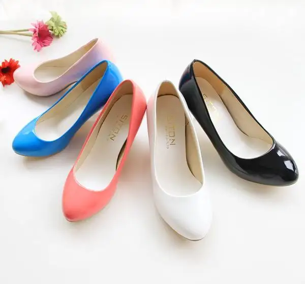 Candy Color font b Women b font Pumps 2015 Medium Heel Solid Ladies High Heels Big