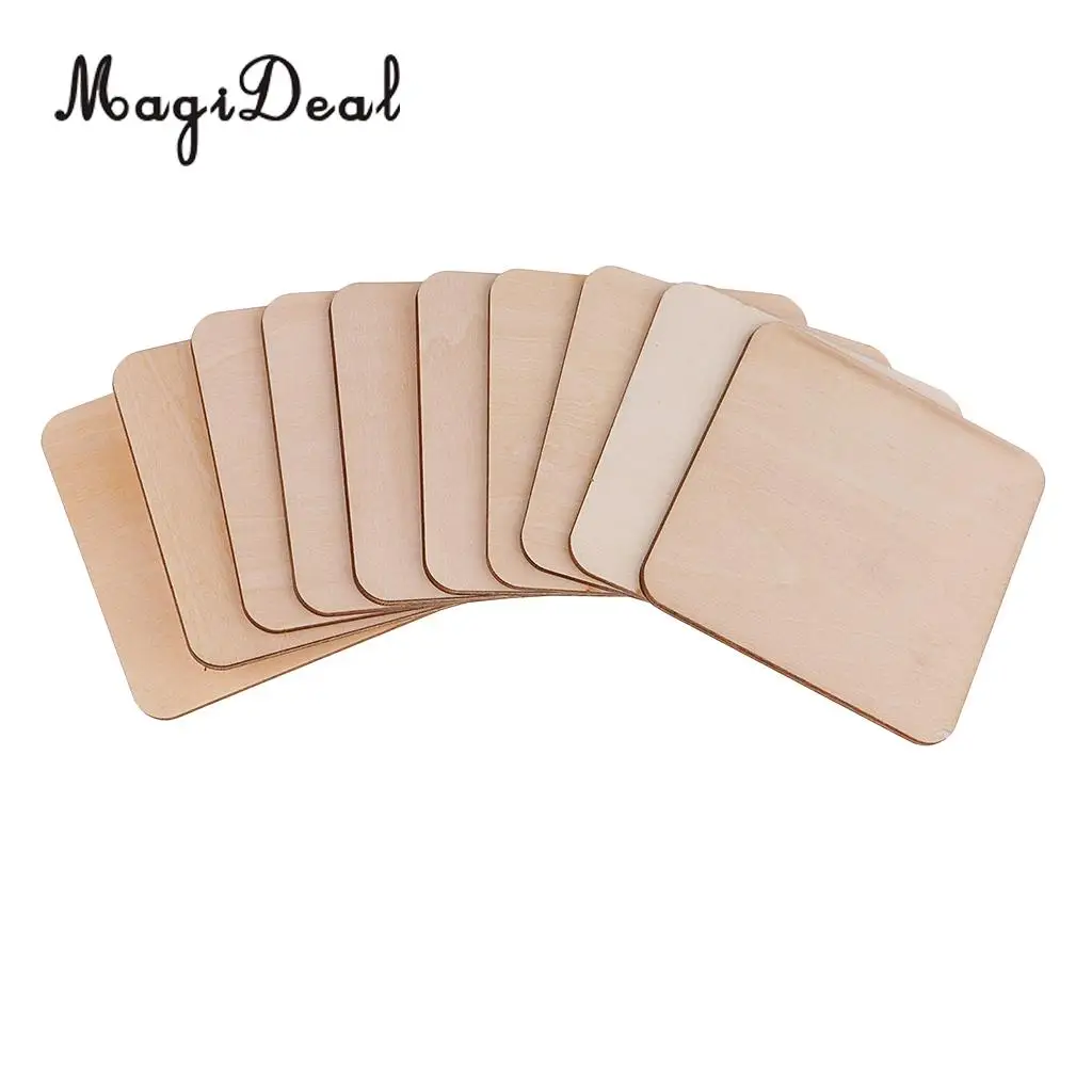 50mm 80mm 120mm Wooden Square MDF Unfinished Wood Pieces Blank Plaque for DIY Craft Pyrography Embellishments