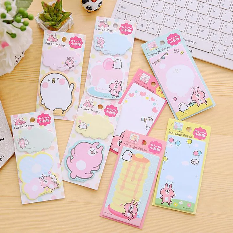 S34 Cute Kawaii Pink Rabbit Kanahei Memo Pad Sticky Notes Writing Notepad School School Office
