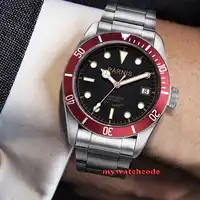 Luxury Brand Men's Watch Automatic Parnis 41mm black dial super luminous date 8215 Automatic Mechanical mens Watches Wrist Watch