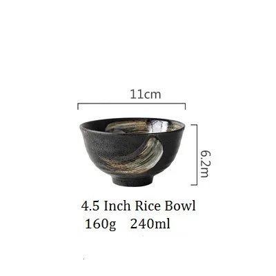 NIMITIME японский стиль, керамическая рисовая ложка, миска, тарелка для тарелок, домашний простой набор из 5 предметов, блюдо для ресторана, набор посуды - Цвет: 4. 5 Inch Rice Bowl