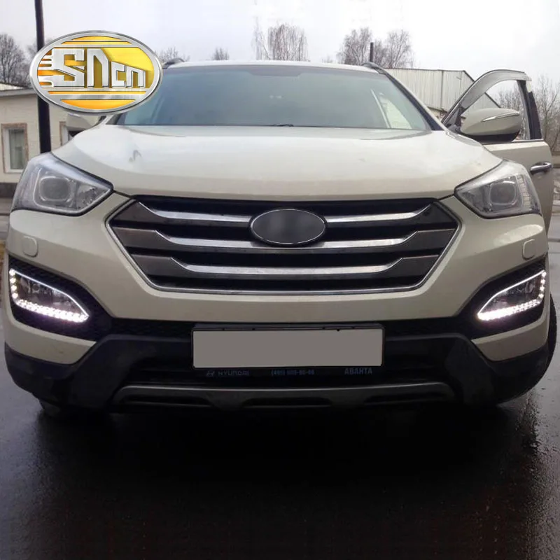 SNCN светодиодный дневные ходовые огни для hyundai Santa Fe IX45 2013 DRL 12 В ABS противотуманная фара дом