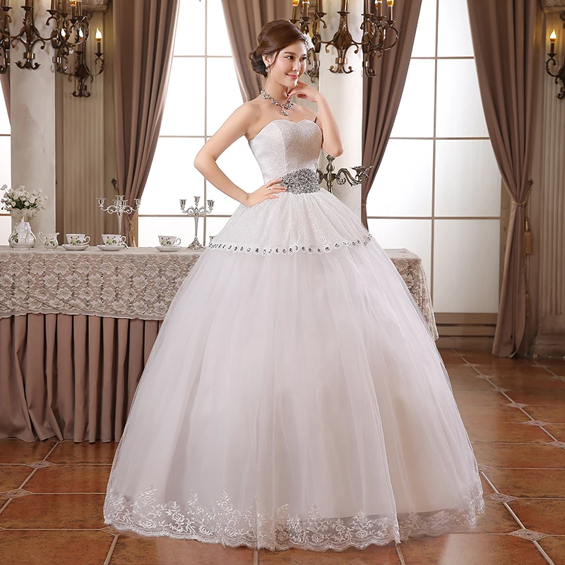 Это Yiya свадебное платье без бретелек Bling Кристалл белые свадебные платья без рукавов кружева простой Принцесса Свадебное бальное платье HS098