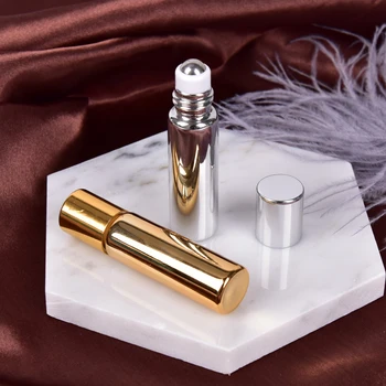 

Lip Glass Roll on Bottle 1PCS 5ml Glass +Metal Essential Oil Roller Bottles with Glass Roller Balls Aromatherapy Perfumes
