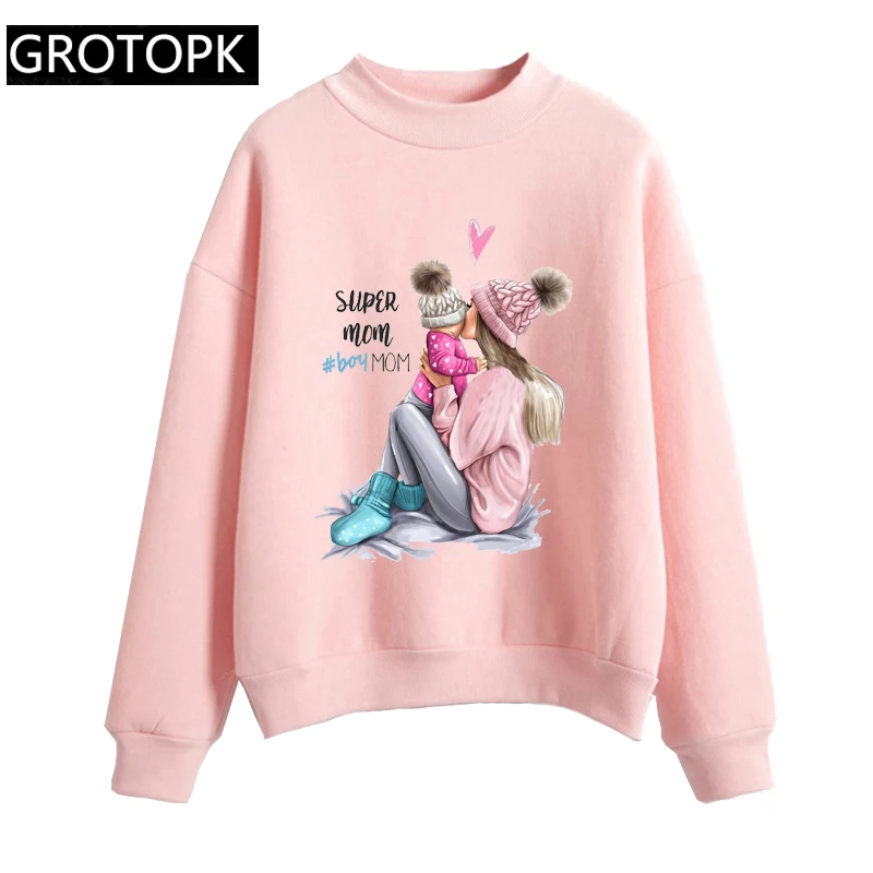 Super Mama Print Women's Clothes Korean Style Sweatshirt Pullover Sudadera Mujer Hoodies and Sweatshirts Women Hoody Ladies