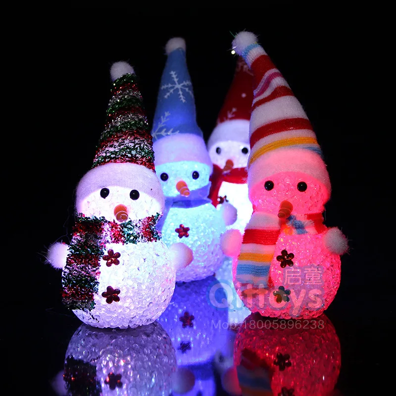 Красочные светодиодной вспышкой Снеговик в шляпе форме ночь свет лампы с веревкой висит Рождественский Декор популярный Рождественский