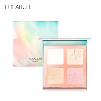 

FOCALLURE Highlighter Palette Face Professional Makeup Brighten Shimmer Facial 4 Colors Highlighter Powder
