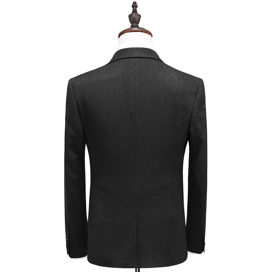 Костюм Для мужчин осень г. черный Slim Fit Нарядные Костюмы для свадьбы для Для мужчин 3 предмета Жених костюм Элитный бренд Выходные туфли на выпускной бал Костюмы