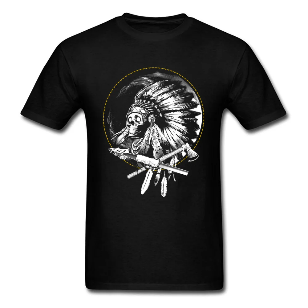 

Student T Shirts Chief Skull Tshirt Men Casual Tops Shirt 100% Cotton Round Neck Short Sleeve T-shirts Halloween Black Sweater