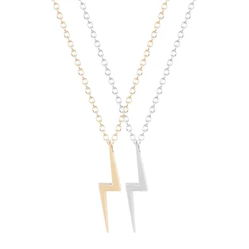 

QIAMNI 10pcs/lot Wholesale Chocker Big Lightning Bolt Pendant Necklace for Women and Girls
