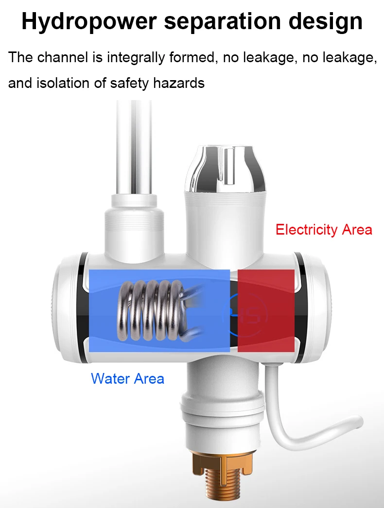Мгновенный Электрический нагрев кран кухонный проточный мгновенный нагреватель горячей воды для ванной комнаты с дисплеем температуры 3000 Вт ЕС