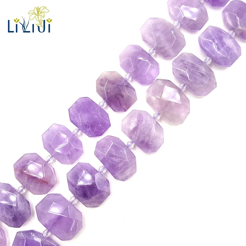 

Lii Ji Lavender Amethyst Irregular Facted Shape Stone Loose Beads About 14x18-15x23mm for DIY Jewelry Making about 39cm