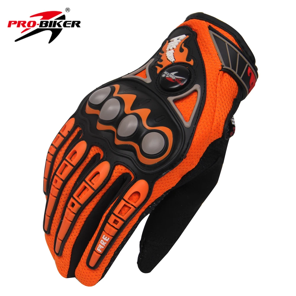 PRO-BIKER мотоциклетные перчатки Luvas Da Motocicleta мотоциклетные гоночные перчатки для мотокросса внедорожные эндуро полный палец мото перчатки - Цвет: Оранжевый