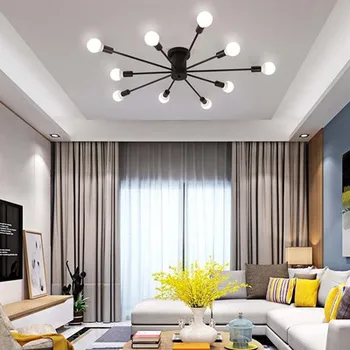 

Vintage metal star chandelier lighting Retro spider chandeliers Semi flush mount ceiling lamp Sputnik light fixture home Lights
