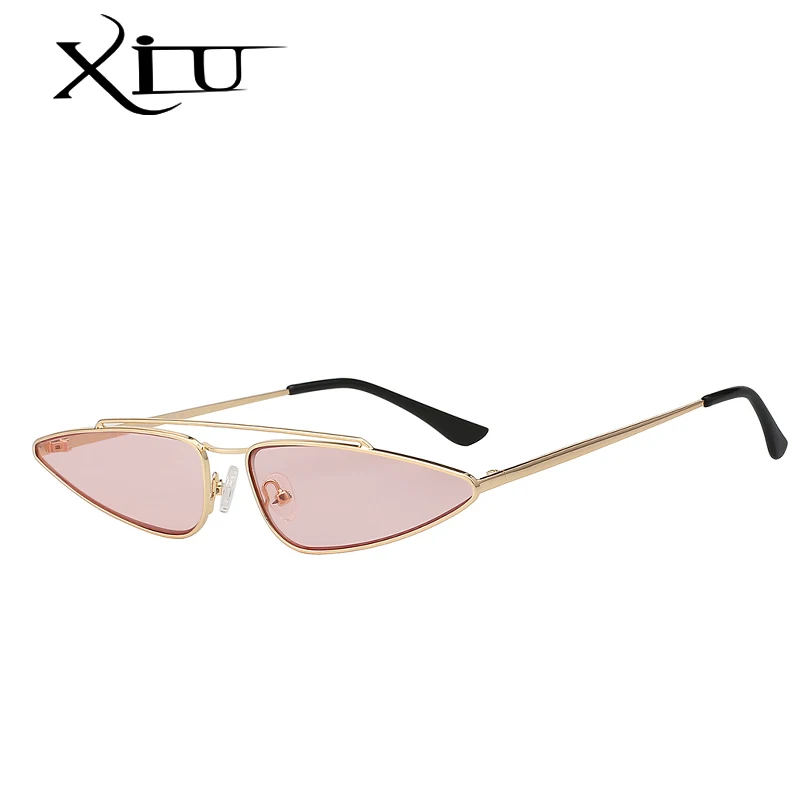 XIU брендовые дизайнерские солнцезащитные очки Cateyes женские модные металлическая