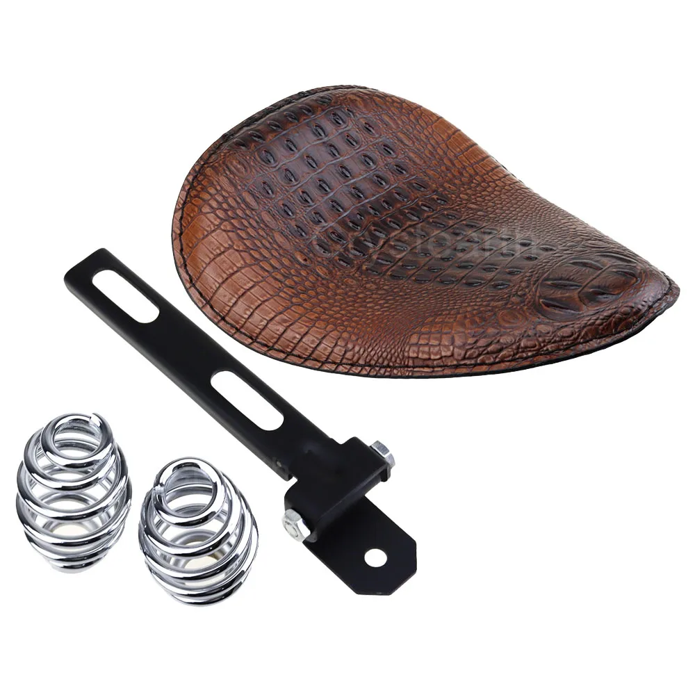 

Motorcycle Brown 3" Spring Mounting Bracket Solo Seat Cushion For Harley Sportster 883 1200 XL Softail Chopper Bobber Custom